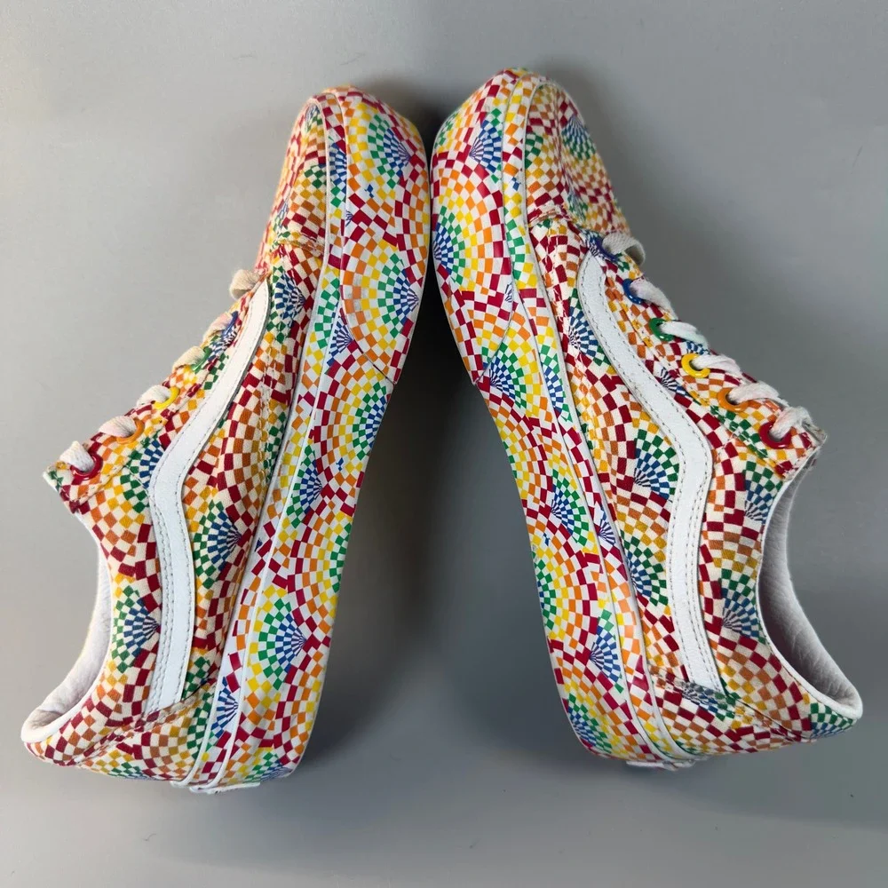 Vans Old Skool Platform Pride Womens 7.5 7 1/2 Rainbow All Over Skate‎ Shoe Lace